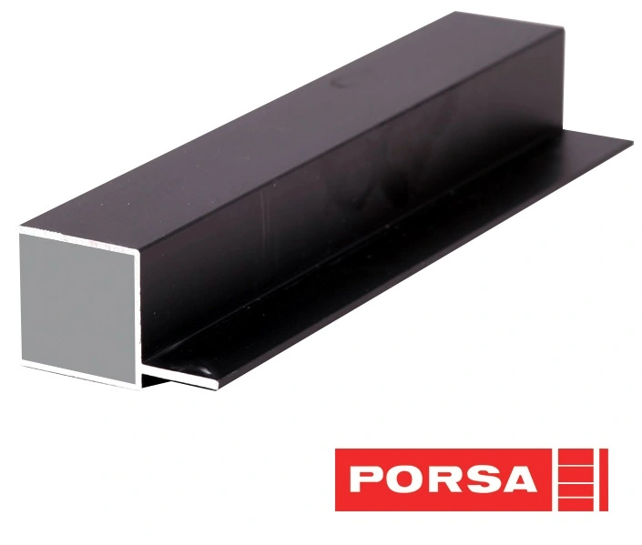 Porsa sort aluprofil firkantet med flig 35 cm.